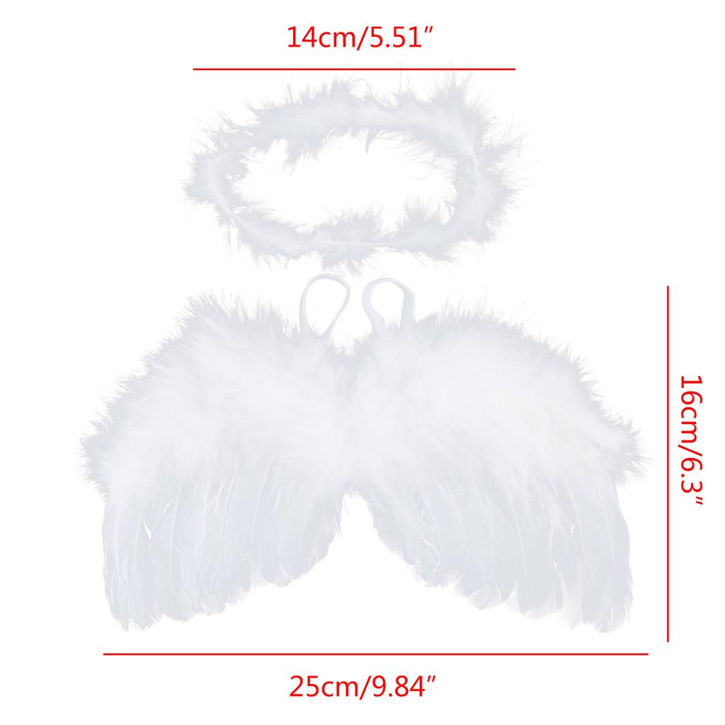 2 Pcs/Set Newborn Photography Props Angel Feather Wing Hair Band Headdress Outfits Decor Baby White Angel Wing Headband