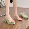 With Skirts, Slippers, Women's Summer Outer Wear Thick Heels, New Models Are Not Tired, High Heels, Wedge Heels, Transparent Sandals.
