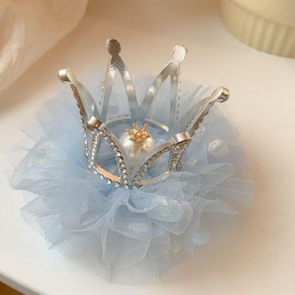 Lovely Sweet Zinc Zinc Alloy Rhinestone Gauze Tiara Crown Hair Clip Headwear Hair Accessory Girl Hairpin