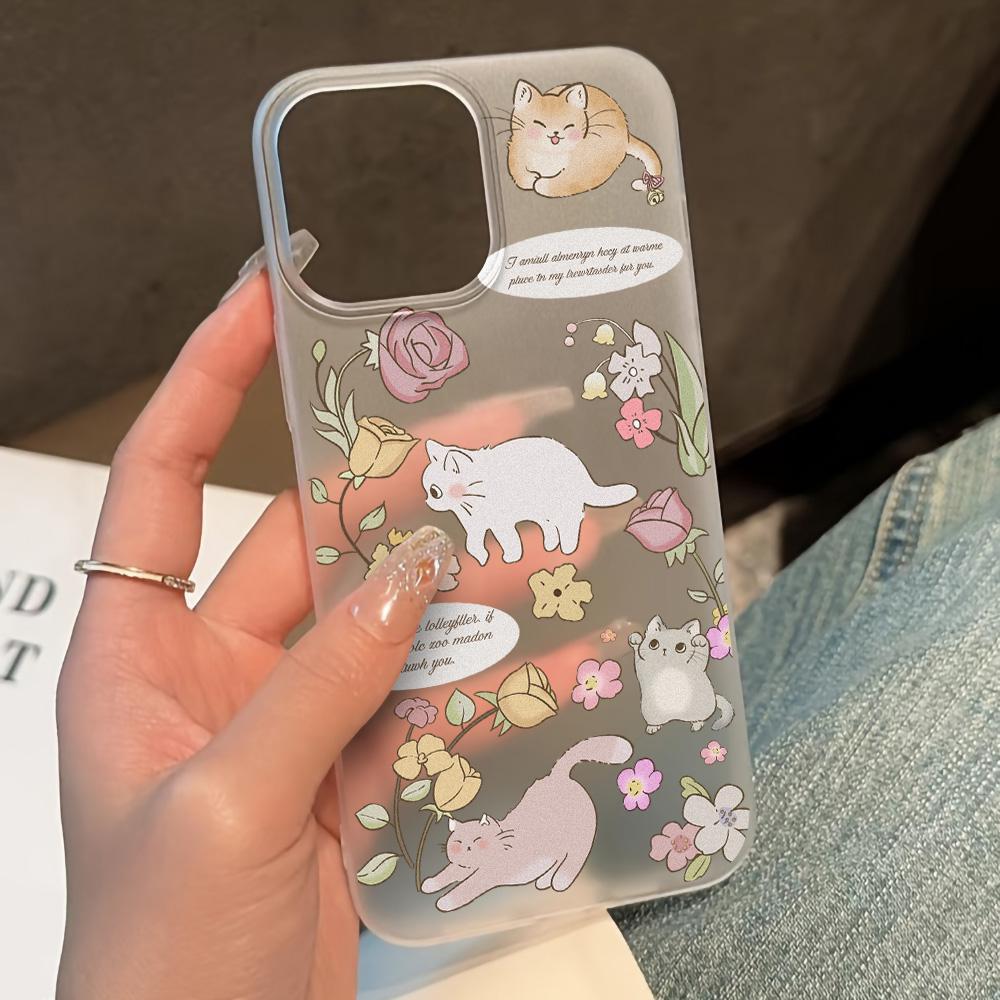 Чехлы для мобильных телефонов iPhone 11 13 15 Pro Max 12 14 Pro Max Чехол для iPhone 16 15 Plus 13 Pro 12 Матовая текстура с рисунком в виде мультяшных цветов