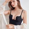New Women Glossy Seamless Underwear Sexy Deep U Push Up Bra Set Summer Backless Invisible Lingerie Adjustable Strap Brassiere