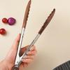 Wood Head Salad Bread Dessert Tong Non-slip Food Clamp Durable BBQ Grilling Tong  Cooking