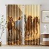2 Pcs, Filtering Curtains (excluding Rods, Non-movable, Without Batteries) Galloping Horses for Use In Bedrooms and Living Rooms