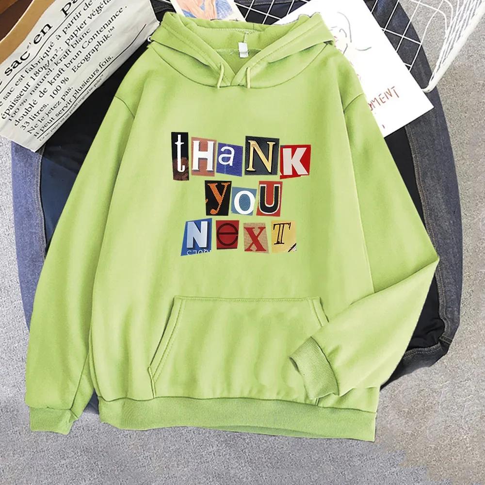 Худи в стиле K-pop Ariana Grande Thank You Next Женские Мужские Эстетичные Свитшоты Худи с Капюшоном Оверсайз Зимнее Флисовое Пальто