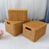 Baskets with Lid Storage Box Cover Closet Organizer Imitation Rattan Baskets  for Clothing Clothes Food  Kitchen  Organizer