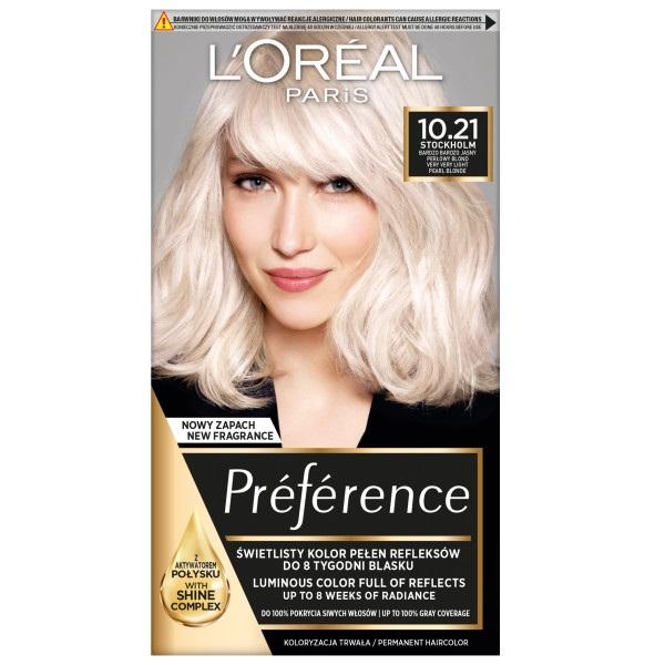 L'Oreal Paris Preference Professional Стойкая краска для волос, 150 мл - Светло-пепельный блонд 10.21