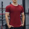 Men's Elastic Muscle T-Shirt Round Neck Short Sleeve Fitness Top Slim Fit Casual Running Tee for Sports Gym Outdoors