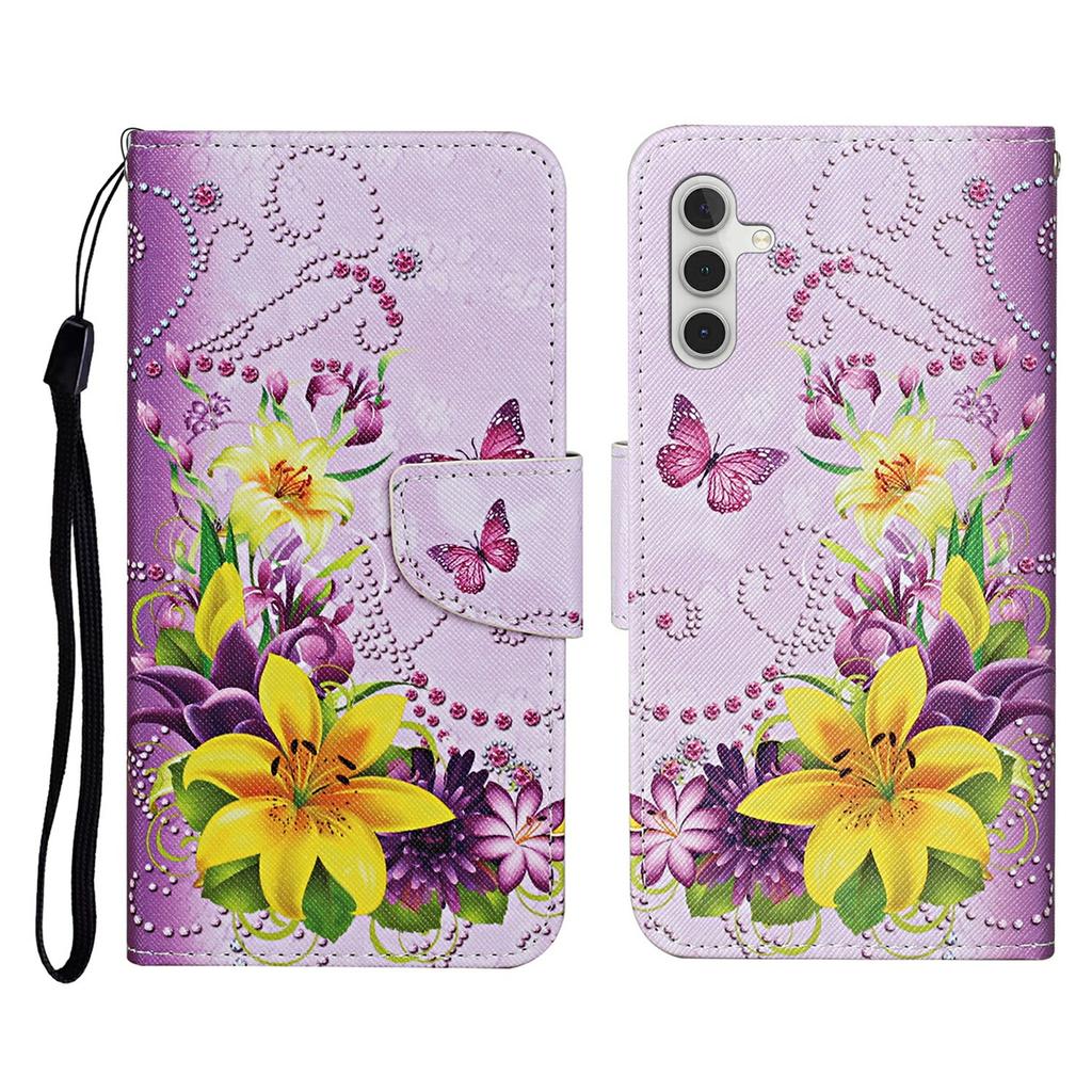For Samsung Galaxy A17 5G Case Pattern Printing Protective Leather Folio Phone Cover with Wrist Strap