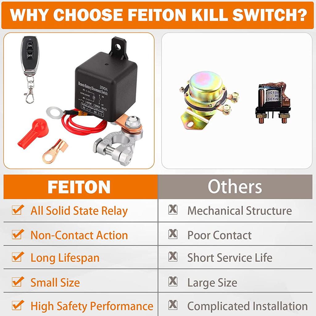 Дистанционный выключатель аккумулятора 12 В 200 А Выключатель аккумулятора Реле Противоугонный Пульт дистанционного управления Аварийный выключатель для автомобиля, лодки, дома на колесах, фургона
