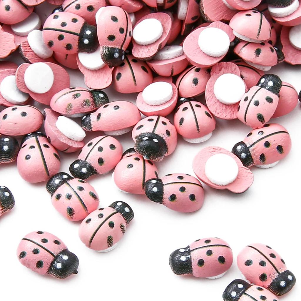 50 шт. Милые деревянные божьи коровки Битлз Наклейка на стену Детские Раскрашенные DIY Поделки Свадьба Дом Вечеринка Праздничное украшение AVE