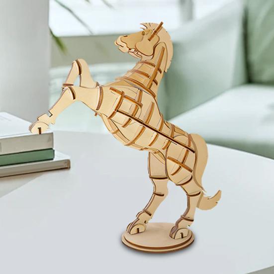 3D Деревянная модель лошади Сделай сам Ручная сборка Пазл-лошадка Игрушка для сборки Образовательная Животное Конструктор STEM Игрушка Украшение Подарки на День Рождения для Взрослых и Подростков