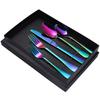 5PCS/SET Cutlery Set Iridescent Rainbow Colorful Stainless Steel Dinnerware Set Mirror Polishing Steak Knife Household Table Knife