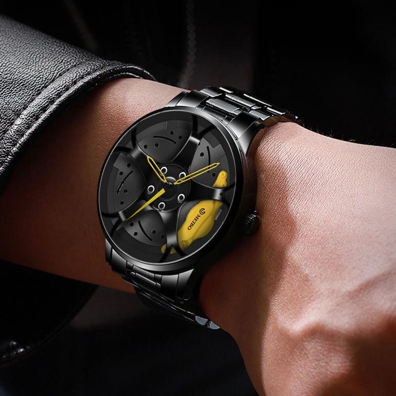 Часы Мужские Спортивные часы Мужские часы Кварцевые спортивные наручные часы с ободом колеса Кварцевые наручные часы