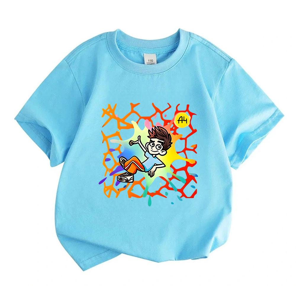 Kids Boys Girls Crew Neck Short Sleeve 100% Cotton T-Shirt, Cool Cartoon Boy Break Dance Printed Soft Breathable Casual Tees for Children Daily Wear S
