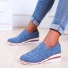 Women Sneakers Summer Wedge Canvas Shoes Women New Casual Single Shoes Plus Size Breathable Rhinestone Slip-on Sneakers Women