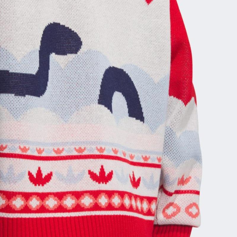 adidas Originals FW24 Year Of The Snake Limited Edition LNY Knit Pullover Series Round Neck Soft Comfort Sweeper Unisex Sweeper Red White JL8367