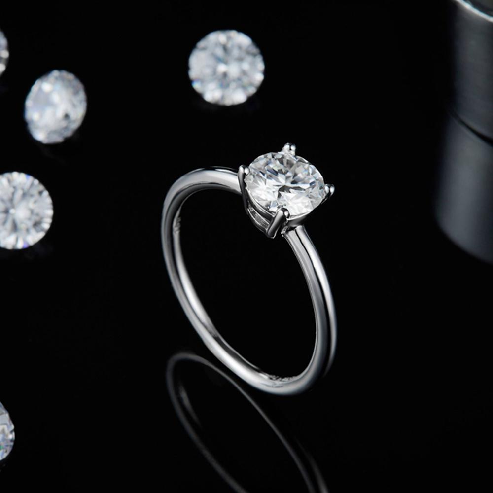Модные кольца из стерлингового серебра 925 пробы круглой огранки 6,5 мм Vvs1 D с настоящим муассанитом и бриллиантами из белого золота, кольца, подарок на годовщину, ювелирные изделия