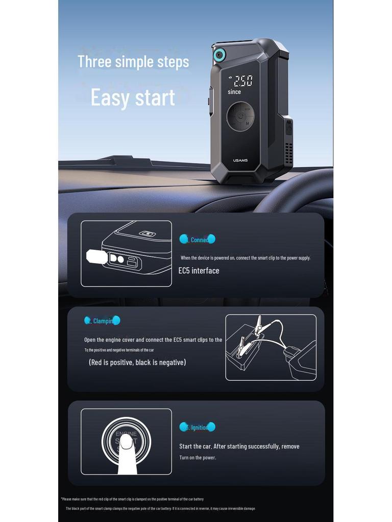 Youshengshi Портативный автомобильный стартер и насос-инфлятор 2-в-1