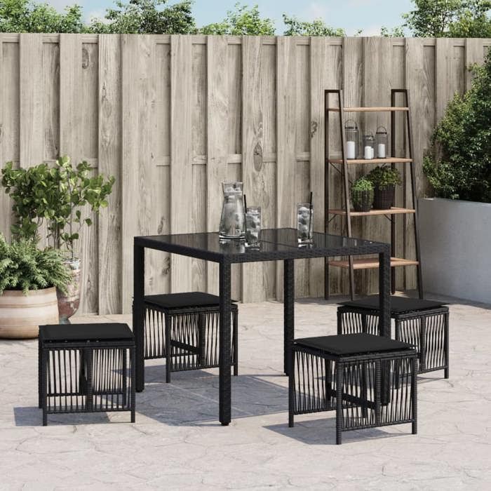 VidaXL Set of 4 Garden Stools with Cushions, Patio Chairs, Terrace Seats, Backyard Outdoor Furniture, 365056