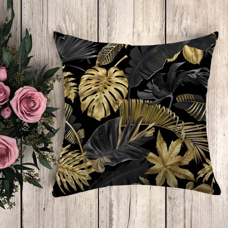 Подушка в стиле аниме с черным золотым принтом Декоративные наволочки Наволочка для дивана Подушки Чехол для подушки x Декоративные подушки