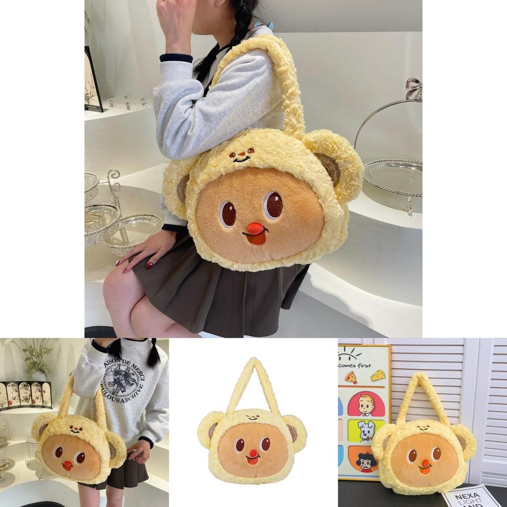 Butter Bear Plush Cartoon Shoulder Bag With Cotton Lining For Daily Use