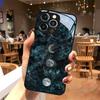 Чехол из закаленного стекла с изображением фаз Луны для iPhone 17 16 Pro Max 15 14 13 12 11 Pro 17Air 16E 7 8 Plus XR XS X