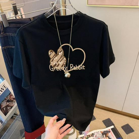 2023 Женская модная свободная тонкая белая хлопковая футболка с коротким рукавом и принтом