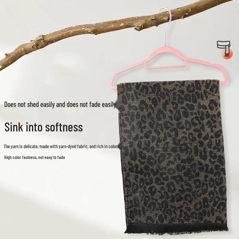 250 г Жаккардовый Шарф с Леопардовым Принтом из Кашемира - Роскошная, Теплая и Универсальная Женская Шаль для Осени/Зимы