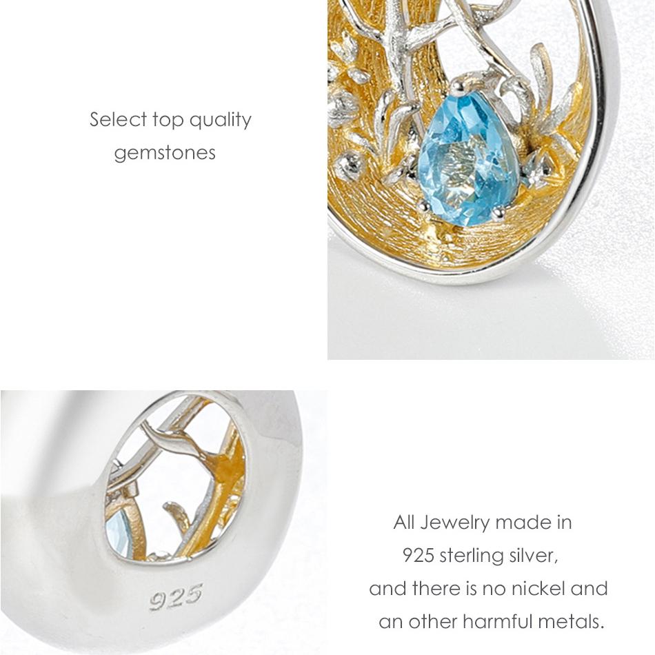 Original Designer Gemstone Pendant with Silver Chain Personalized Design S925 Silver Inlaid Natural Topaz Necklace Pendant