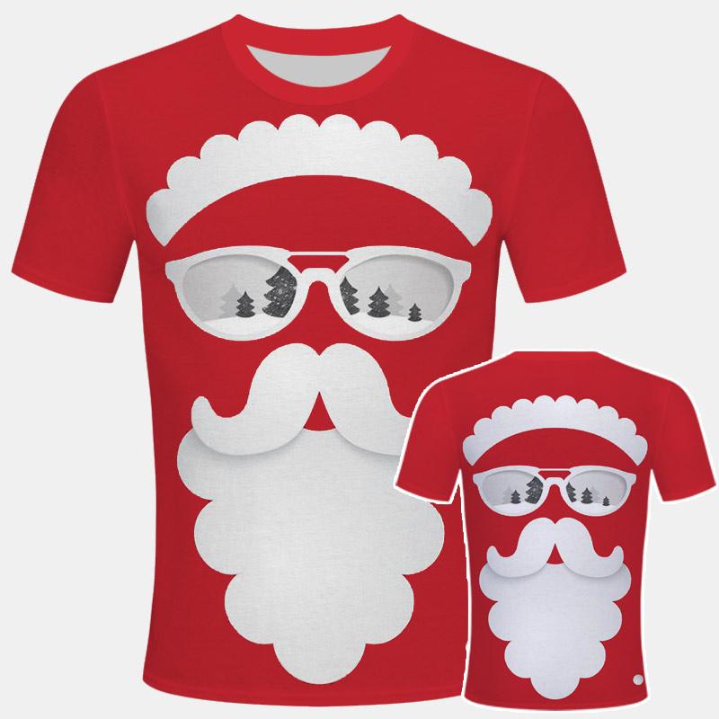 Men Merry Christmas Graphic Santa Claus 3D Print Casual Clothes Elk Loose Top O-neck
