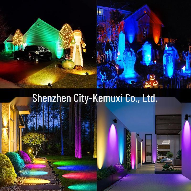 Газонный светильник RGBW: Управляемый пультом штекерный светильник для дворика, ландшафтной подсветки и настенной подсветки.