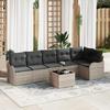 vidaXL 7-Piece Garden Sofa Set with Cushions In Grey Rattan, vidaXL 2-Seater Garden Sofa with Cushions 3345732