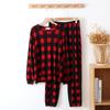 Waffle Cotton Pajama Long Gift 100% Women's Set, Loungewear, Spring/Autumn, Sleeves, Sleepwear, (XL, Red)