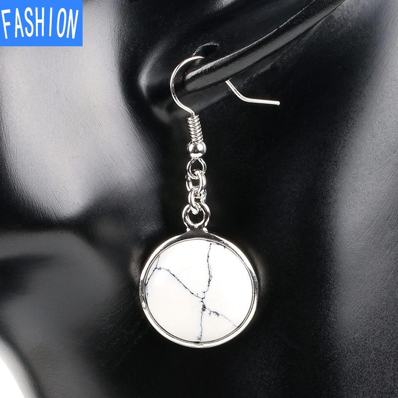 Простые стильные круглые серьги, модные серьги с натуральными кристаллами, женские серьги с рыболовным крючком