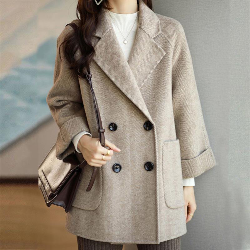 Tooxika осень и зима новый однотонный пиджак с воротником в елочку шерстяное пальто для женщин