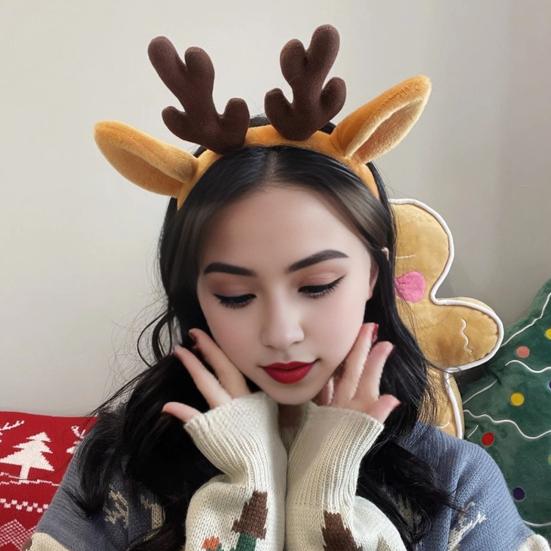 Christmas Antler Hairband Elastic Anti-slip Plush Fit for All Ages Christmas Hair Accessories Holiday Party Decorations Costume Festive Reindeer