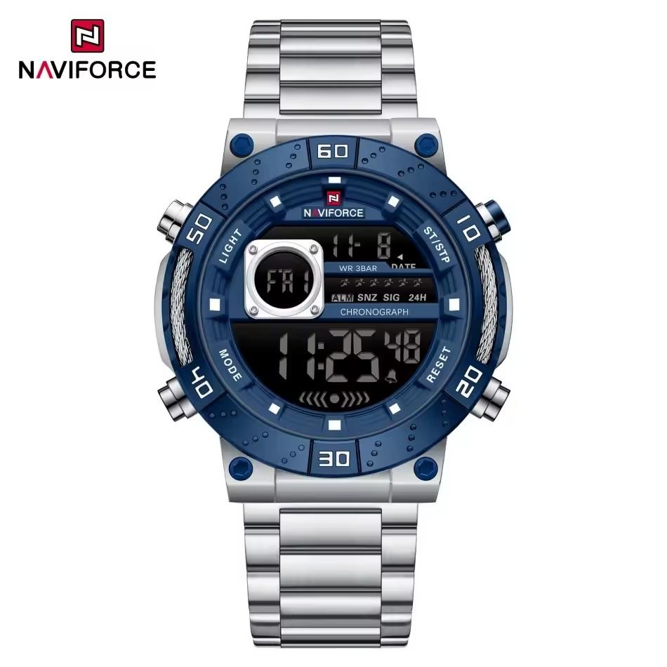 NAVIFORCE NF9241S 9241 Fashion Electronic Digital Men Watches Stainless Steel Clock Waterproof LED Wristwatch for Montre Relojes