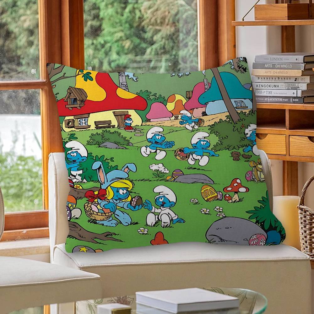 Cartoon Cute S-Smurfs Pillow Cover Sofa Cushion Cover Home Room Decoration Children Gift