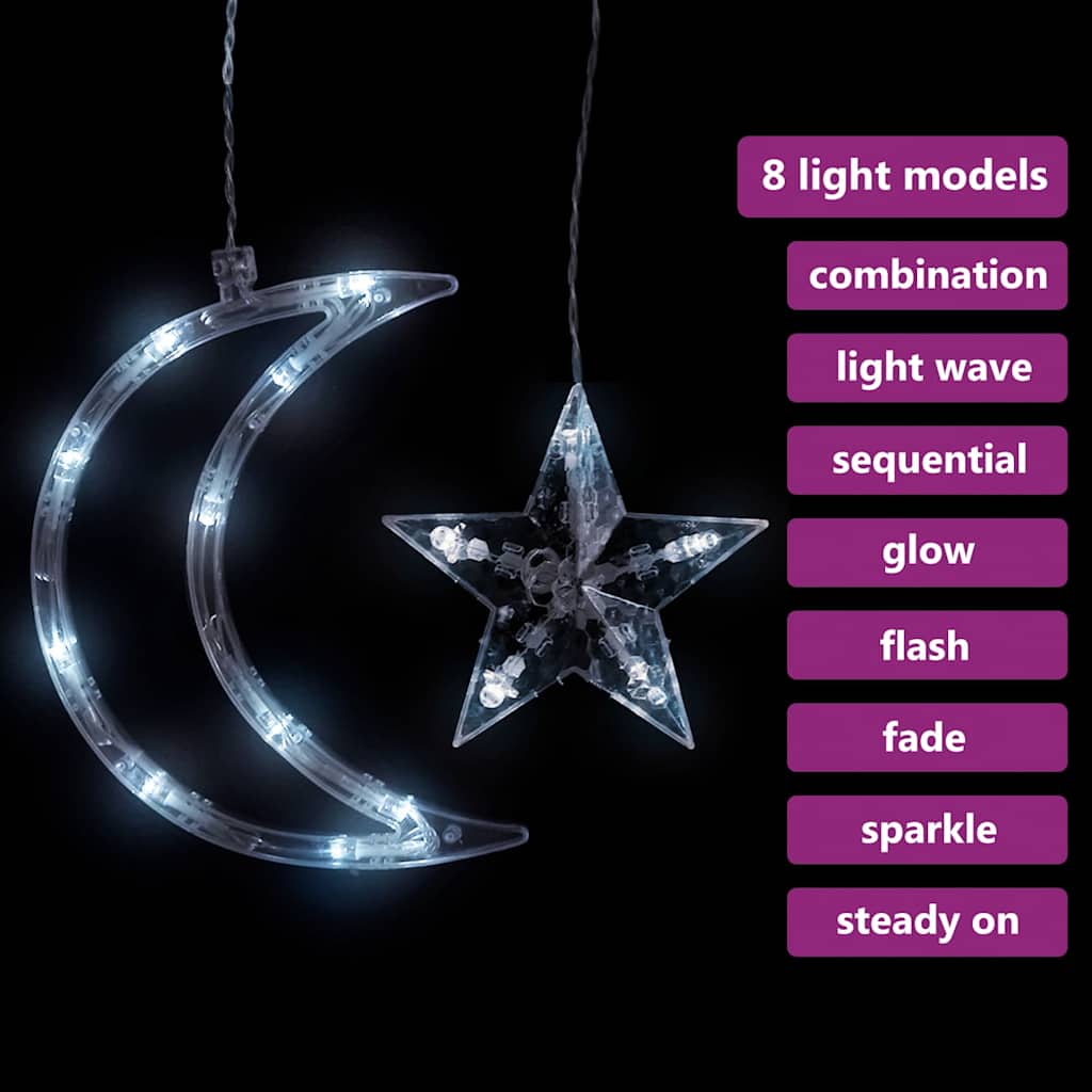 Vidaxl Lampki Świąteczne Z Gwiazdkami I Księżycami, Na Pilota, 345 Led