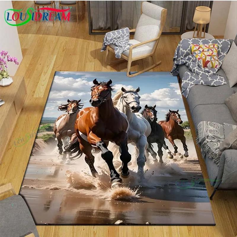 3D Fashion Exquisite Painting Horse Printed Carpet Living Room Anti-Skid Area Rug Kids Bedroom Mats Yoga Mat Large Carpet Decor