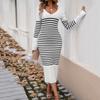 Женское повседневное модное сексуальное удобное полосатое платье с длинным рукавом