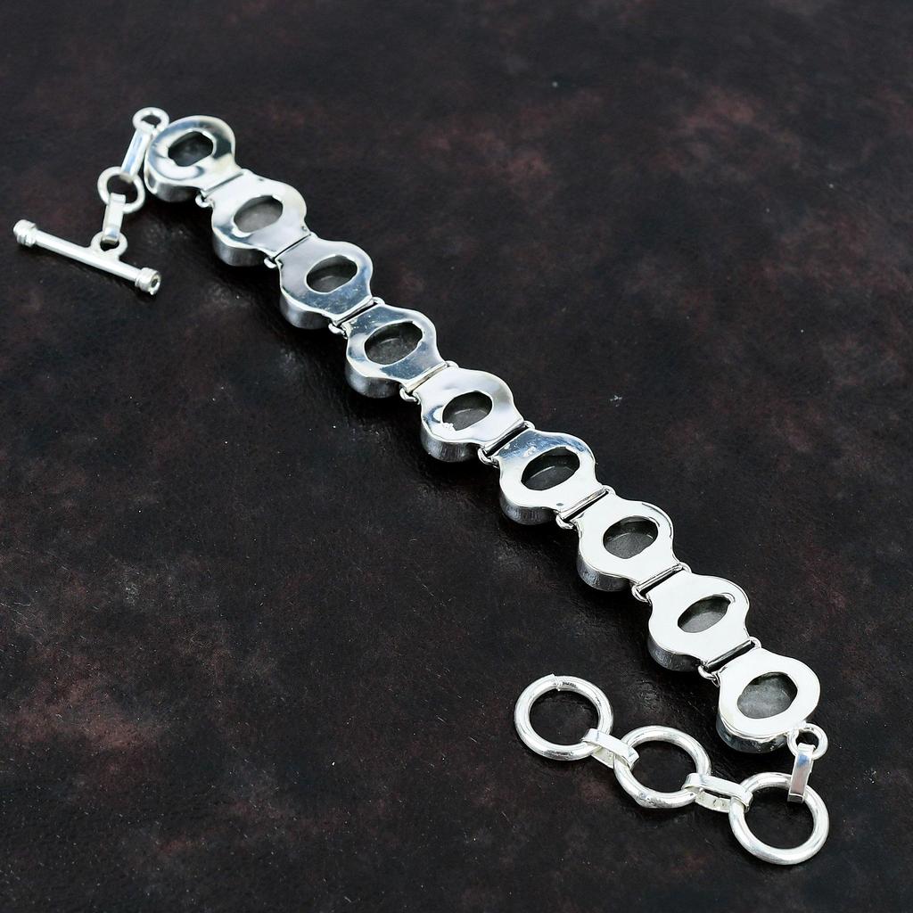 Серебряный браслет из обсидиана, браслет из стерлингового серебра 925 пробы, регулируемый браслет-цепочка, ювелирные изделия ручной работы, браслет из настоящего драгоценного камня, подарки для нее