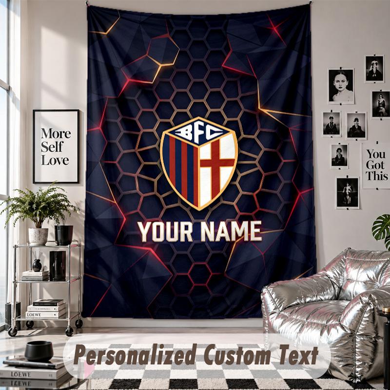 Custom Tapestry Wall Hanging, Bologna FC Personalized Name Text Home Wall Decor