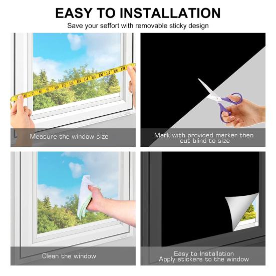 Privacy Blackout Curtain Portable Blackout Blind with Hook And Loop Strips Silver-Coated Oxford Cloth Blackout Shade for Windows Nursery RV Travel