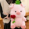 Пушистая мягкая игрушка-плюшевая свинка, набитая ПП-хлопком, плюшевые куклы-свинки, свинка с цветком, плюшевая кукла, домашний декор