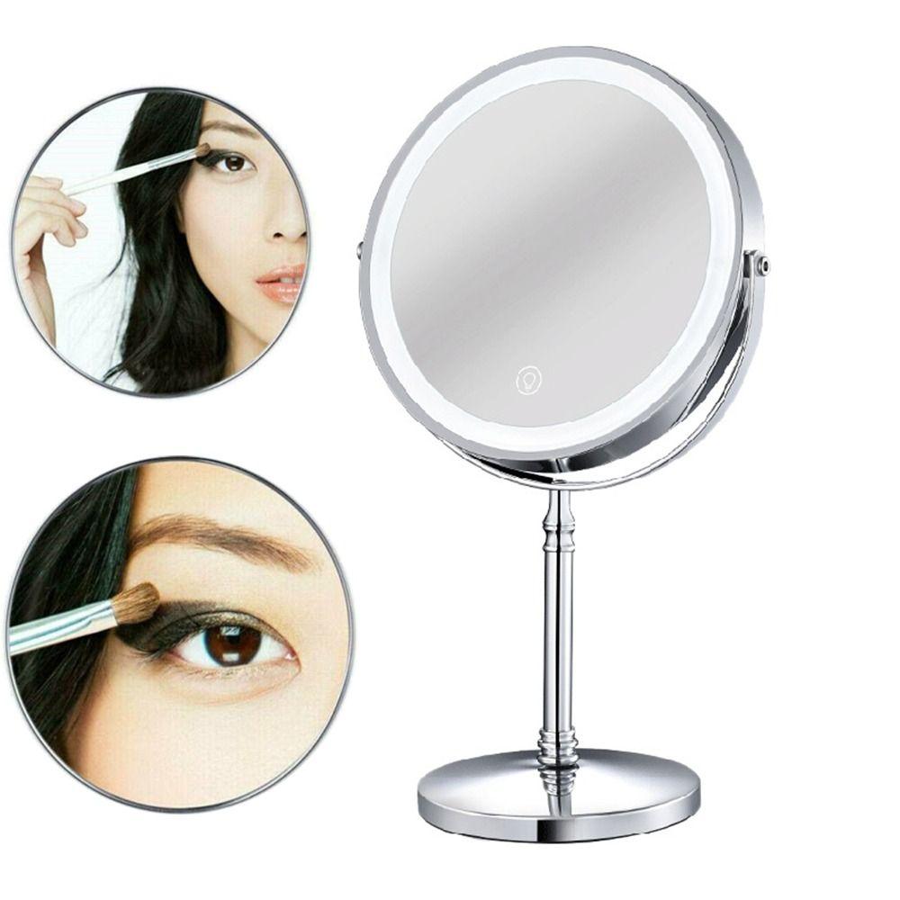 With LED Light Makeup Mirror Double-sided Vanity Mirror Bathroom Cosmetics Mirror Home