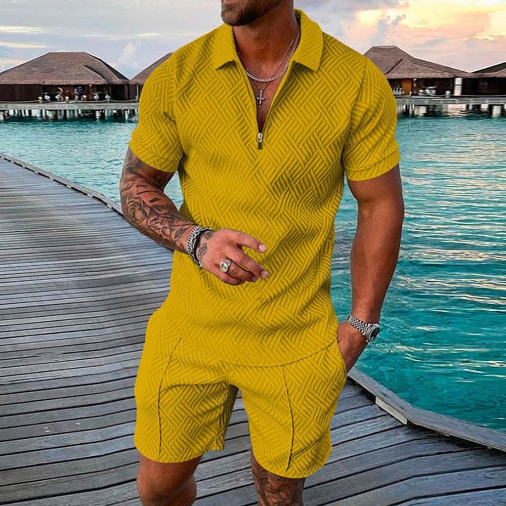 Men's Short Sets Outfits 2 Piece Summer Tracksuit Short Sleeve Shirt And Shorts Set Casual Sport Suit