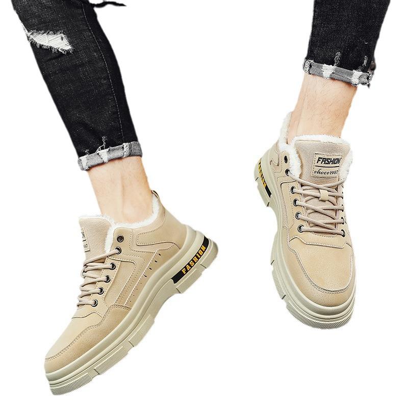 Мужские ботинки зимние бархатные утолщенные теплые два хлопковых туфли строительные работы нескользящие износостойкие с низким голенищем инструменты ботинки Martin обувь прилив