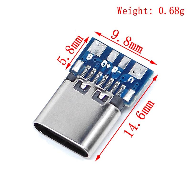 10 шт. разъем USB 3.1 Type-C 24 контакта, адаптер гнезда «папа» / «мама» для припоя проводов и кабелей, плата поддержки 24 контакта