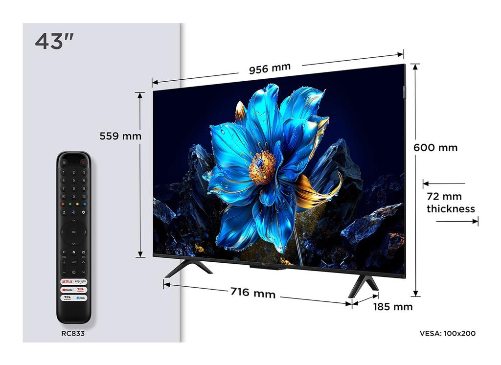 TCL 43P79K QLED 43'' 4K Ultra HD Google TV Dolby Vision DVB-T2 Metallic TV